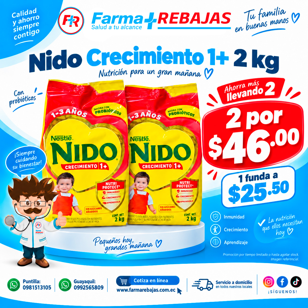 Nido Crecimiento 1+ 2 kg promoción 2 por $46.00